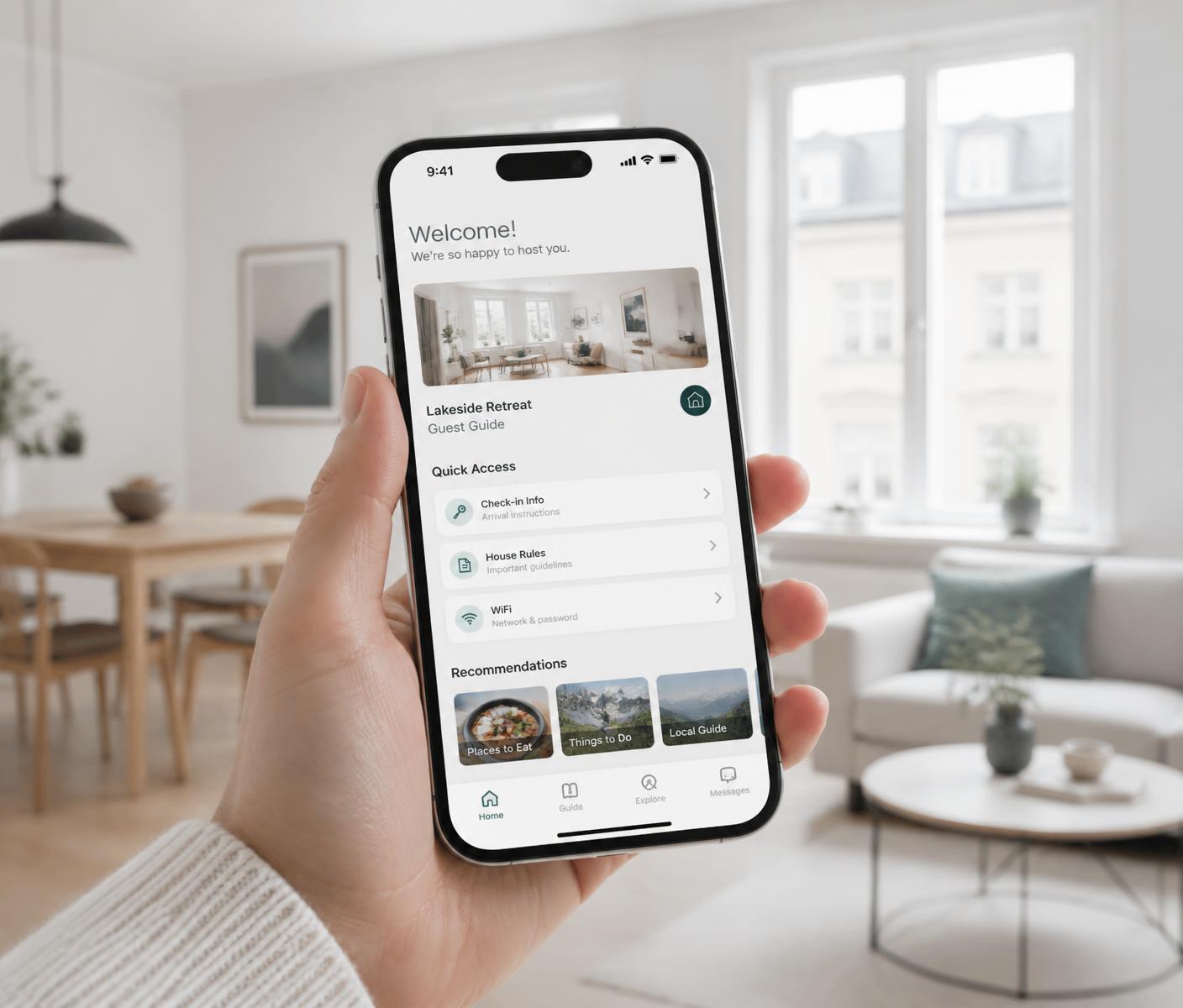 Guest browsing a digital property guide on a phone